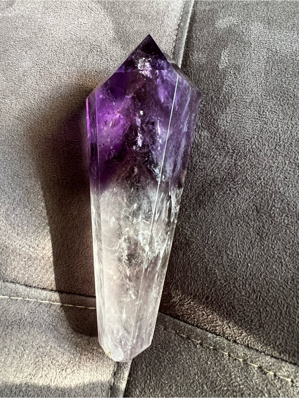 Natural Amethyst Crystal Point - Purple and Clear